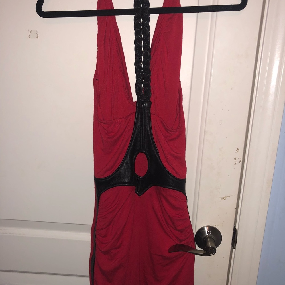RED / Pleather DRESS - Picture 3 of 5